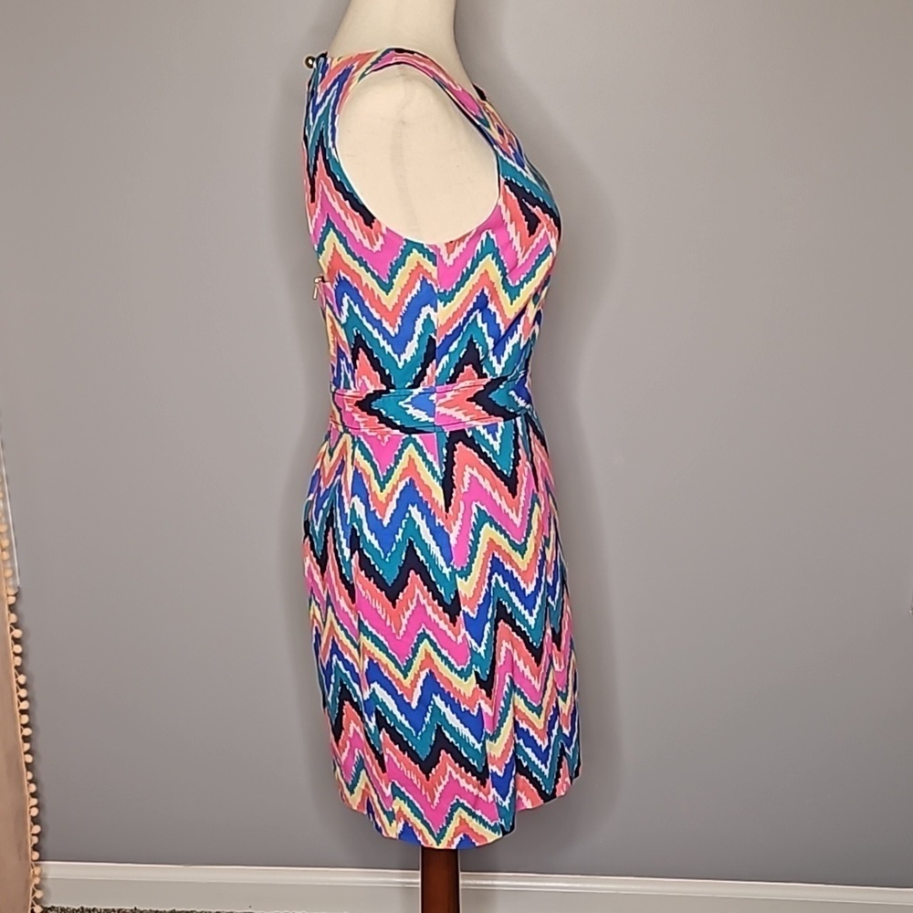 Lilly Pulitzer Kirkland Hearts a Flutter Chevron Keyhole Back Colorful Dress - Picture 4 of 8